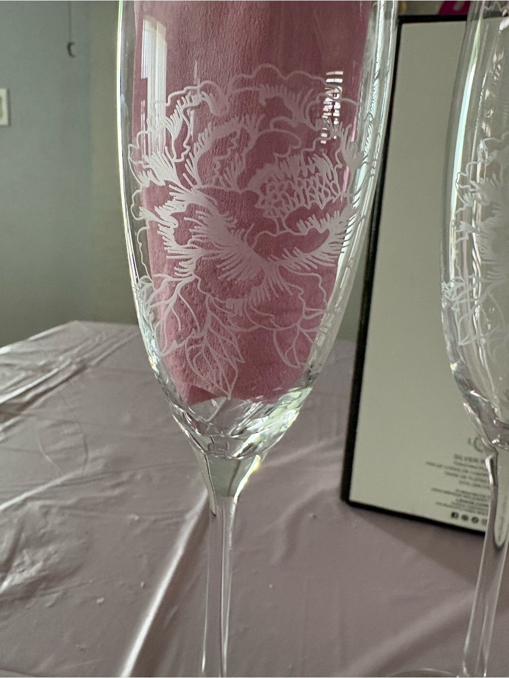 Lenox Silver Peony Toasting Flute Set - Picture 4 of 7